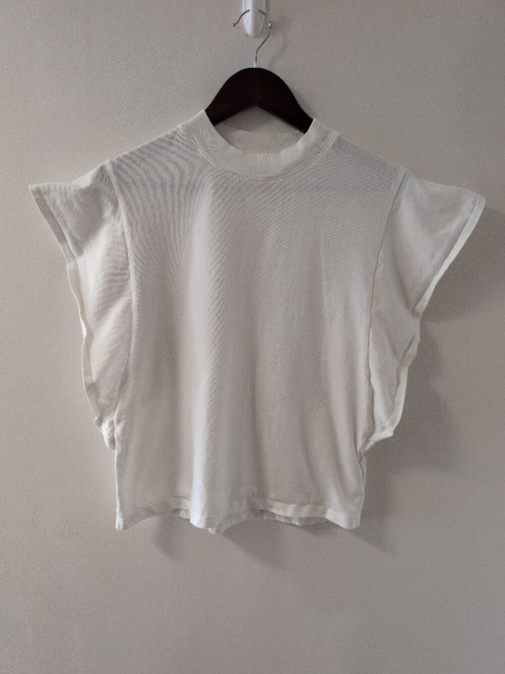 Madewell White Shirt with Ruffle Sleeves in XS
